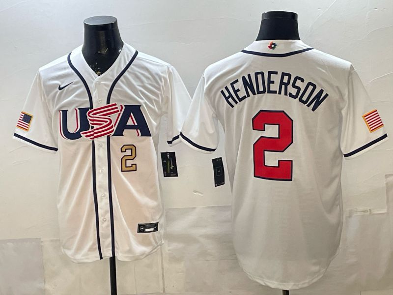 Men 2026 World Cub USA #2 Henderson White Game Nike MLB Jersey style 002->->MLB Jersey